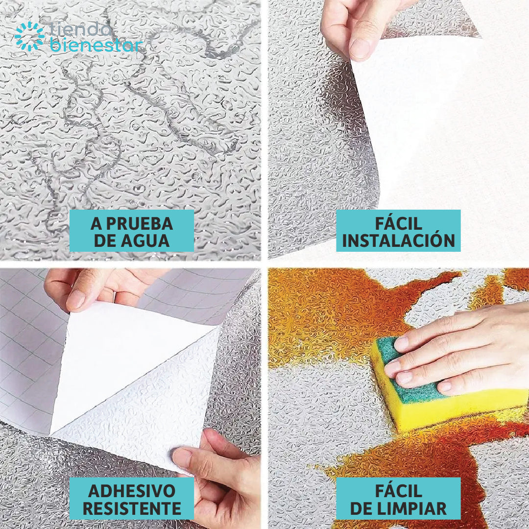 Papel Aluminio Adhesivo Multisuperficie <br> Rollo de 3 metros largo x 61 cms de ancho