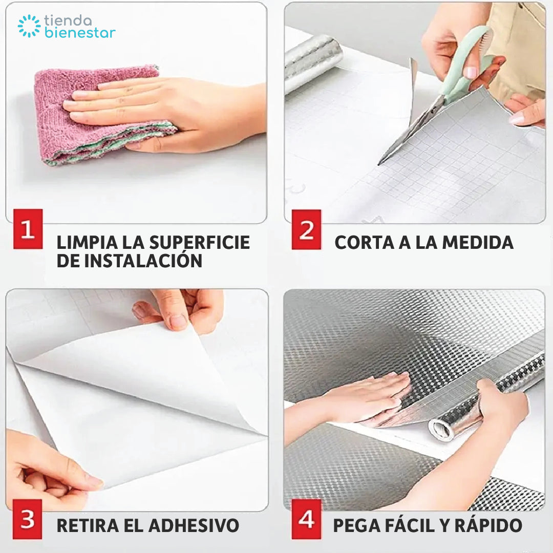 Papel Aluminio Adhesivo Multisuperficie <br> Rollo de 3 metros largo x 61 cms de ancho