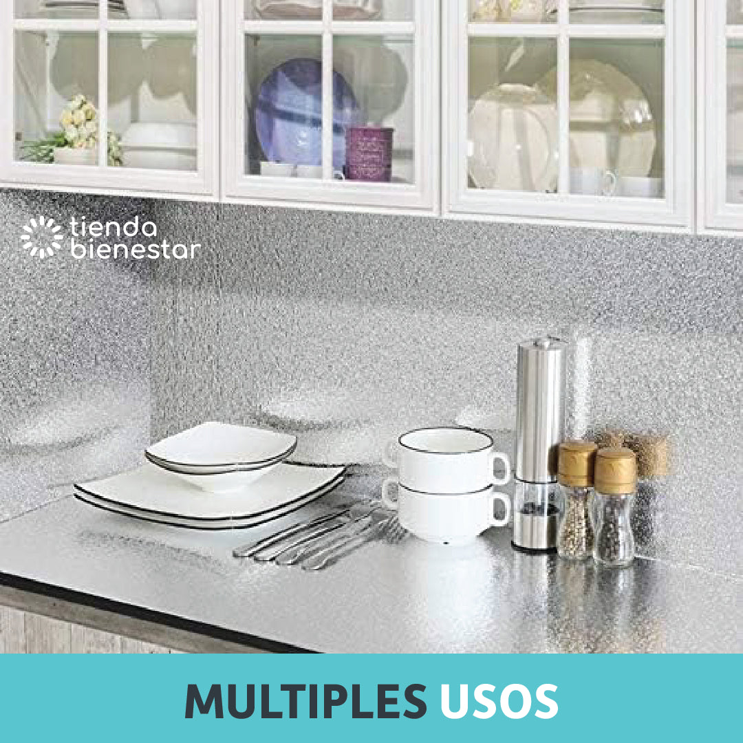 Papel Aluminio Adhesivo Multisuperficie <br> Rollo de 3 metros largo x 61 cms de ancho