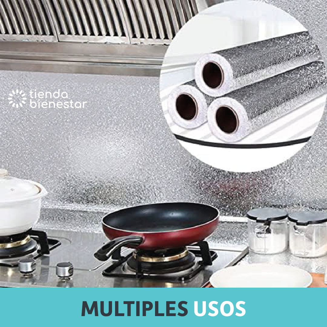 Papel Aluminio Adhesivo Multisuperficie <br> Rollo de 3 metros largo x 61 cms de ancho