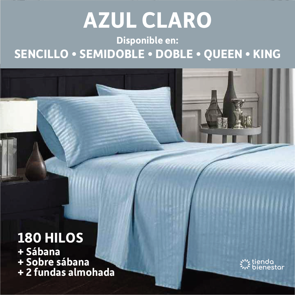 Juego de sábanas Premium Hoteleras 180 hilos <br> Sábana + Sobre sábana + 2 fundas almohadas