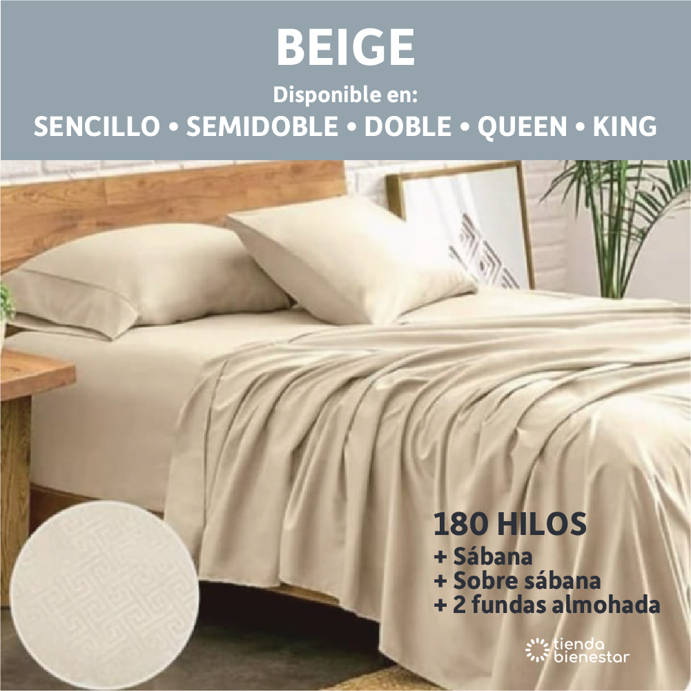 Juego de sábanas Premium Hoteleras 180 hilos <br> Sábana + Sobre sábana + 2 fundas almohadas