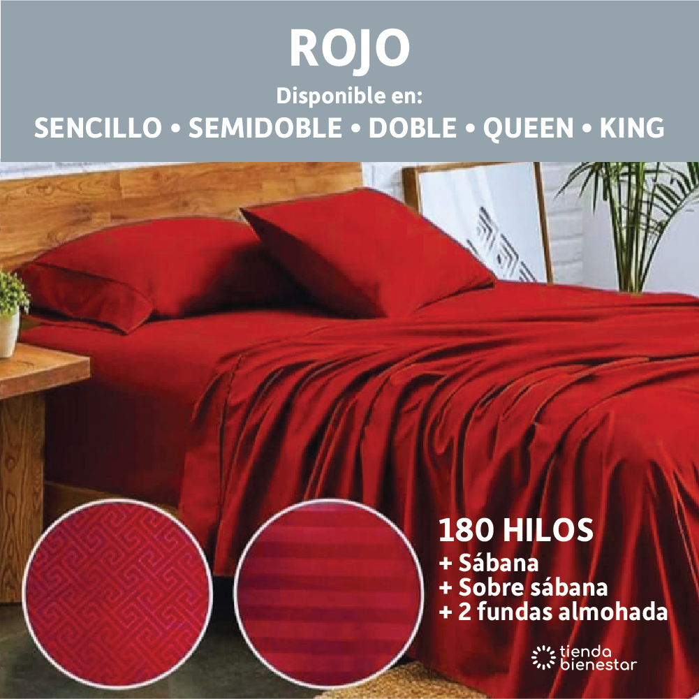 Juego de sábanas Premium Hoteleras 180 hilos <br> Sábana + Sobre sábana + 2 fundas almohadas