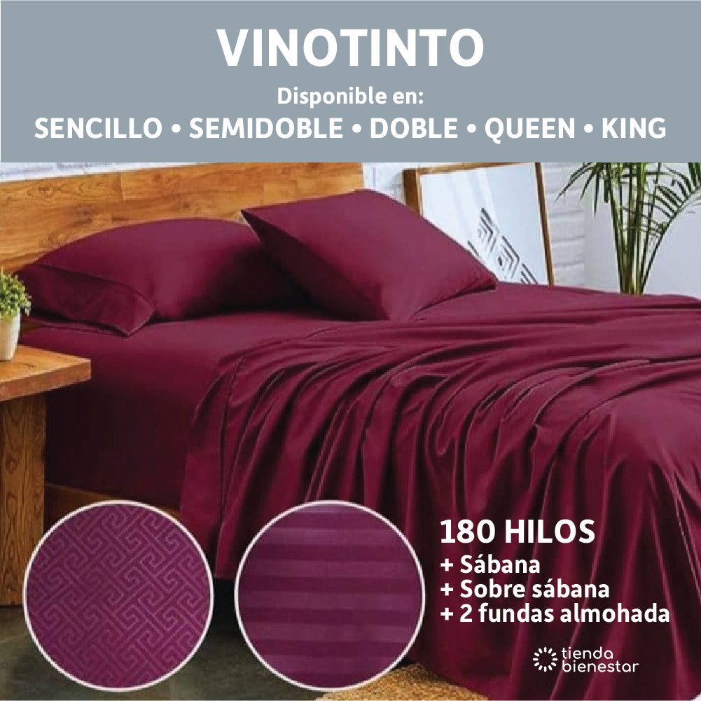 Juego de sábanas Premium Hoteleras 180 hilos <br> Sábana + Sobre sábana + 2 fundas almohadas